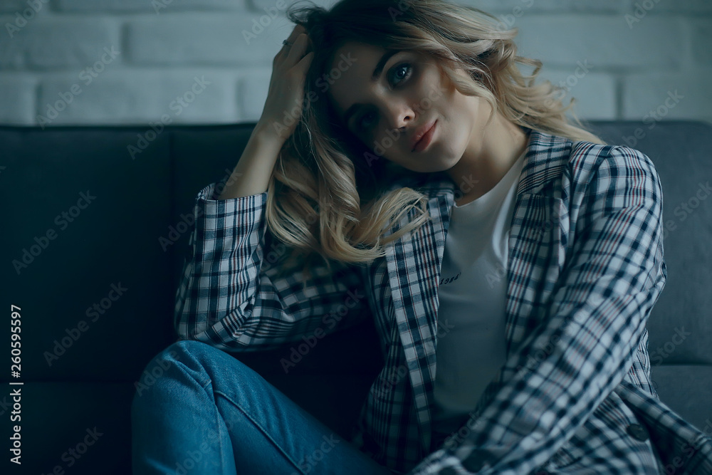 blonde make-up hair style / beautiful young adult model, spring look blonde make-up hair style / beautiful young adult model, spring look
