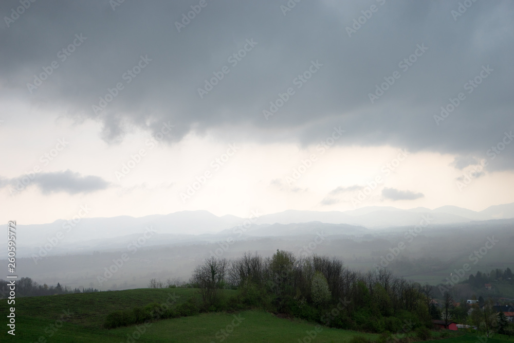 Landscape after rain with clouds