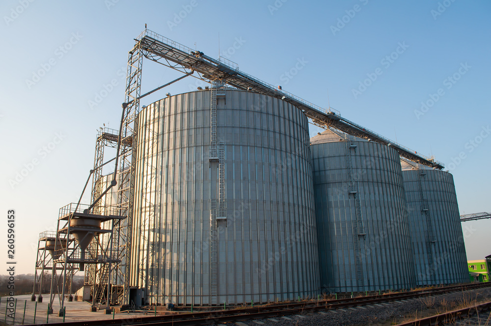  Elevators for storage of grain crops, technological industrial granary