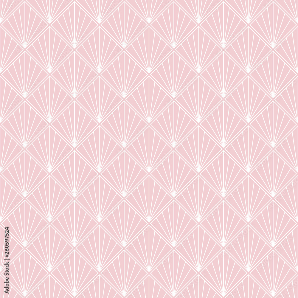 Art Deco Seamless Pattern - Repeating pattern design with art deco motif in pink and white Art Deco Seamless Pattern - Repeating pattern design with art deco motif in pink and white