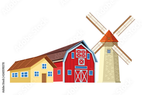 farm barn and windmill