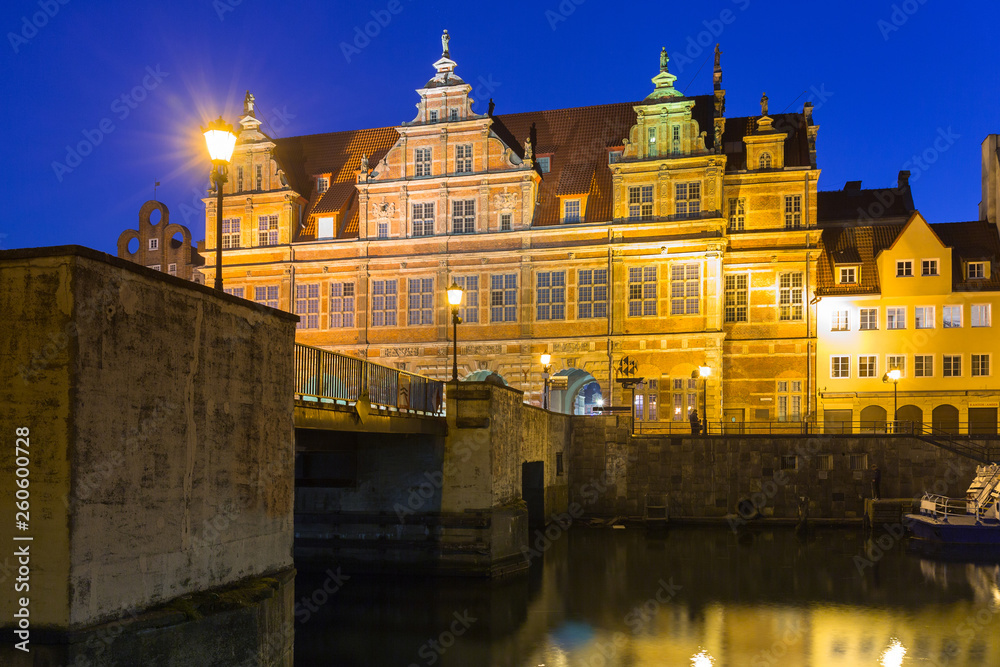 Architecture of the old town of Gdansk at Motlawa river, Poland