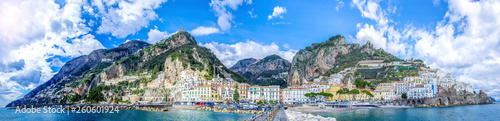 Panoramic view of the town of Amalfi on coast in Italy photo