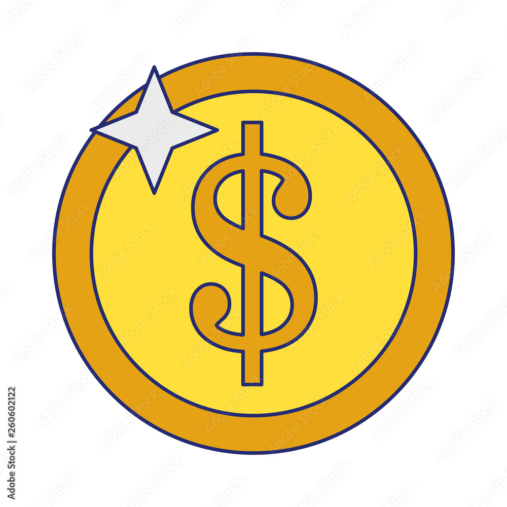 Money coin isolated symbol blue lines