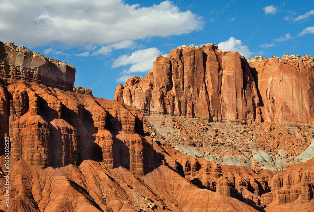 Highly Eroded Red Rock Formations of Capital Reef National Park