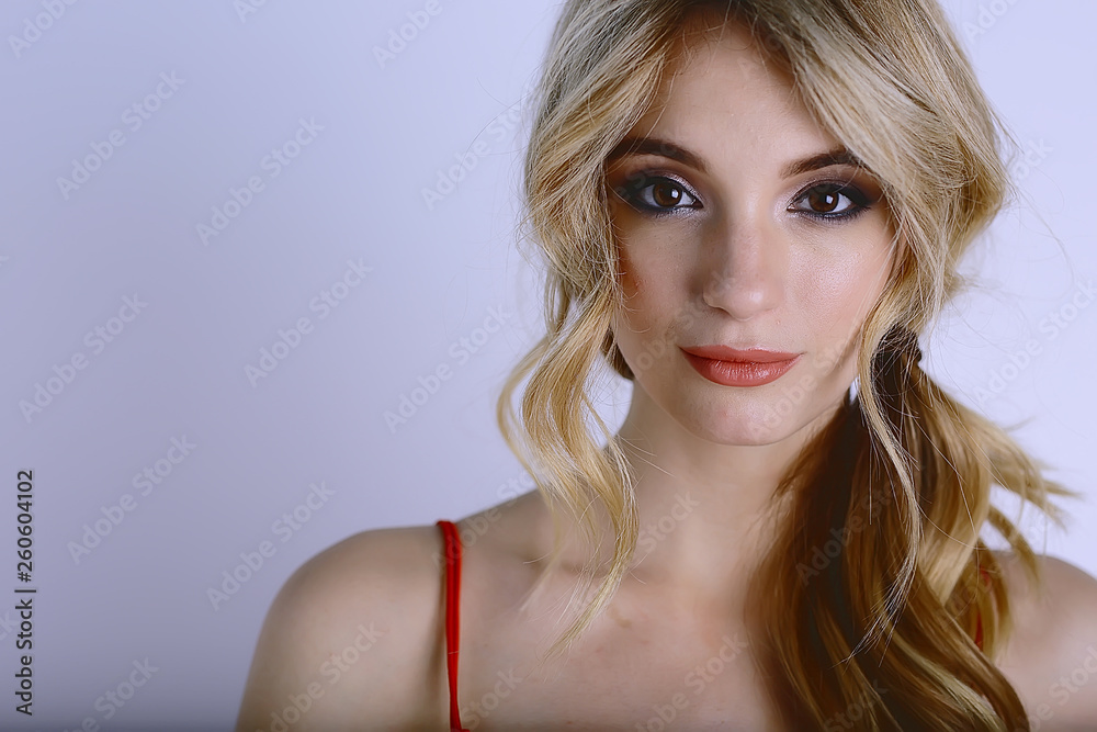 glamor model in studio / professional beautiful model young adult girl in studio with makeup bright glamor model in studio / professional beautiful model young adult girl in studio with makeup bright