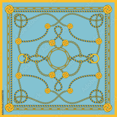 Chain patten square scarf design. Fashion accessory