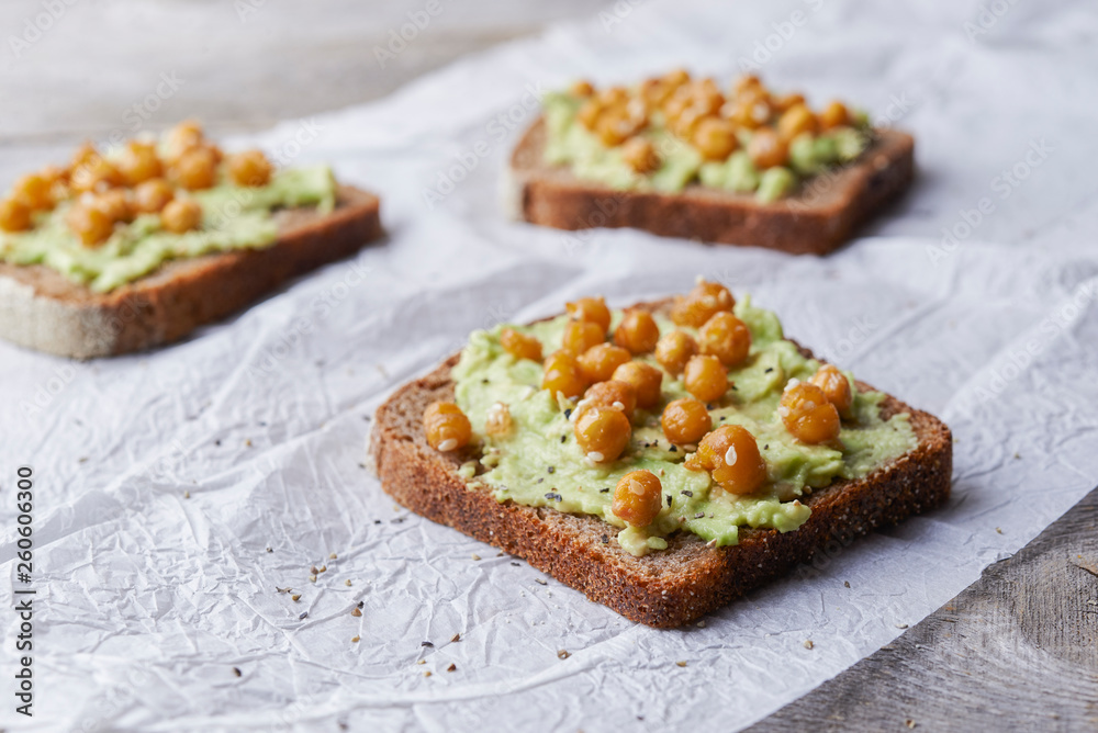 chickpea and avocado toast with sesame
