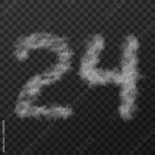 vector design of smoke textured number means twenty four, isolated on transparent background