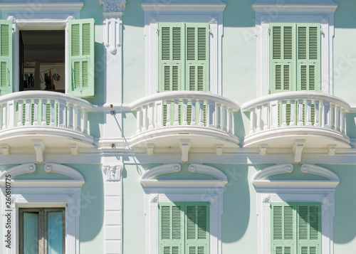 The typical architecture of Carloforte on the island of San Pietro, Sardinia, Italy.