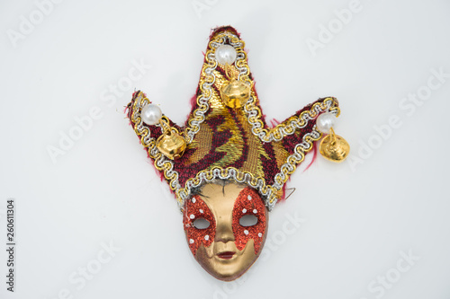 miniature venetian Carnival mask on white