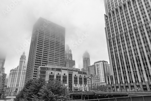 Skyscrapers of Chicago in the fog