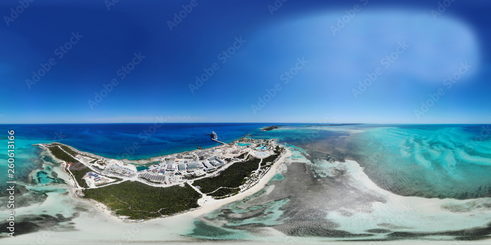 360 Degree aerial CocoCay locally known as Little Stirrup in the
