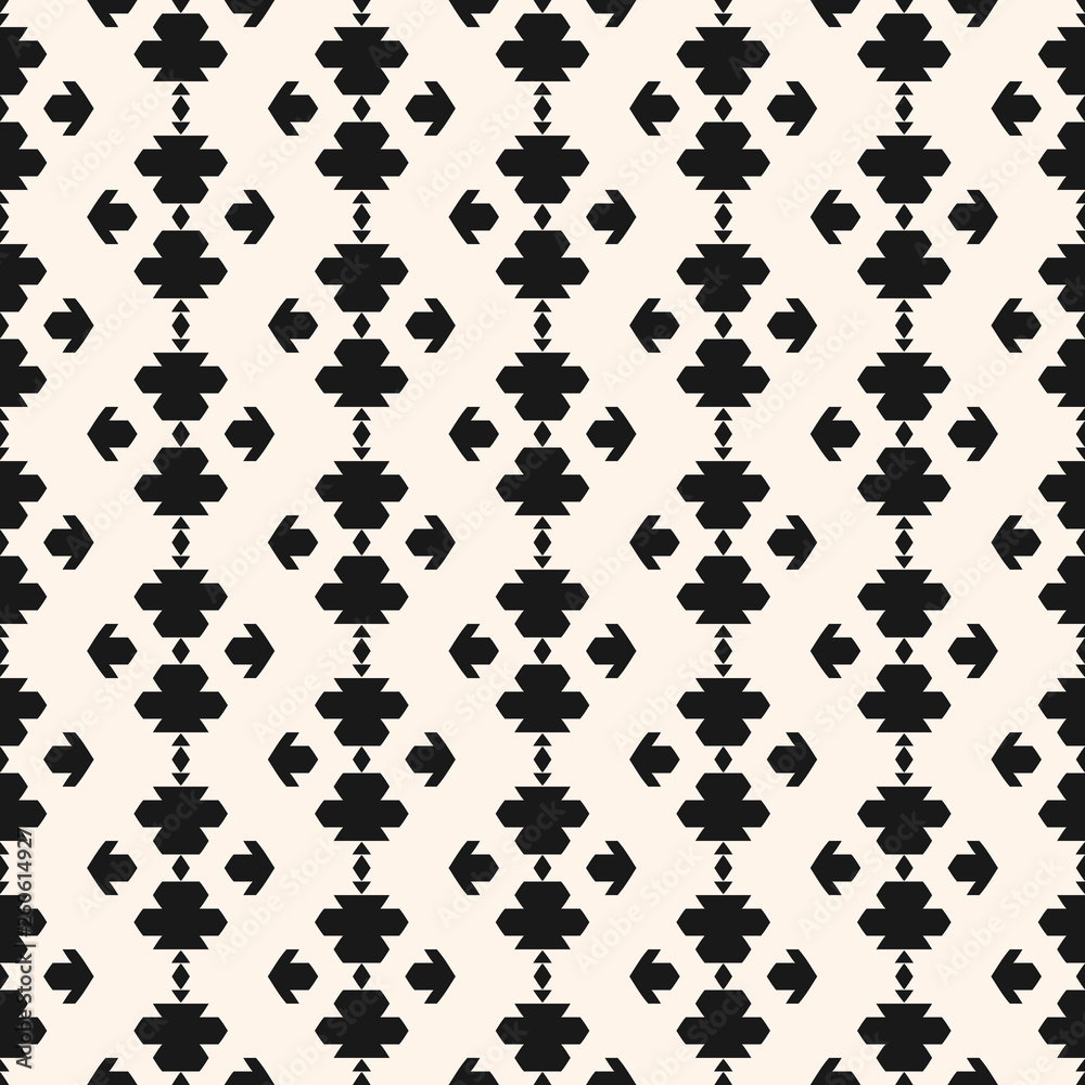 Ornamental vector seamless pattern in ethnic style. Black and white background Ornamental vector seamless pattern in ethnic style. Black and white background
