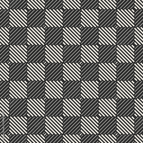 Vector black and white seamless pattern with stripes, diagonal lines, squares