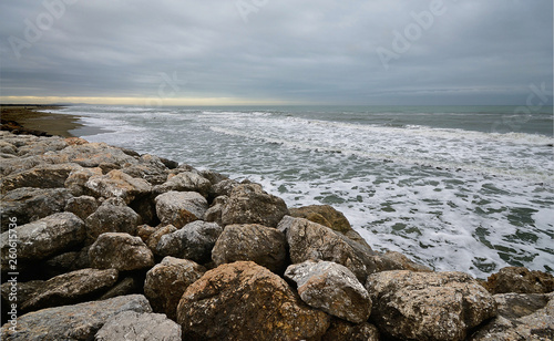 scenic view of a sea storm in the Versilia tuscan coastline on a winter day © Paolo