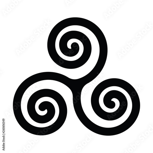 Triskelion or triskele symbol. Triple spiral - celtic sign. Simple flat black vector illustration