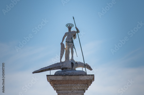 Column of St Theodore Monument in San Marco,Venice, Italy, 2019