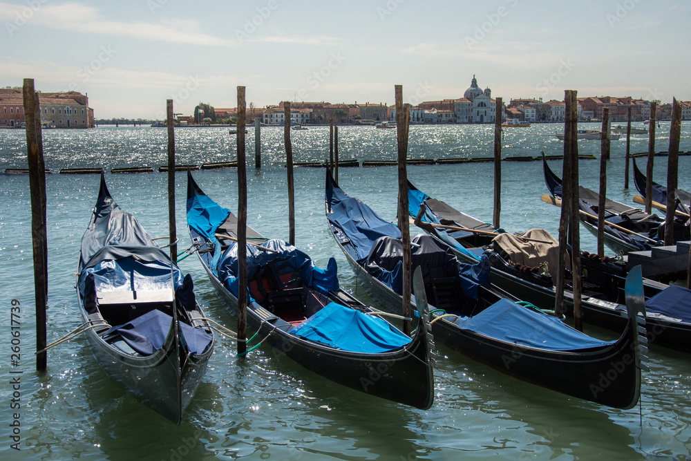 Gondolas in Venice,Italy.2019