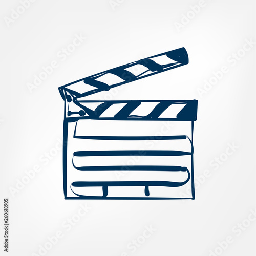 clapperboard vector sketch illustration line isolated doodle