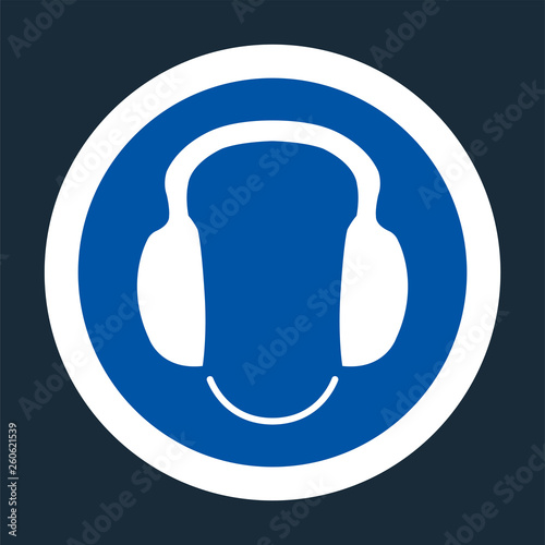 Symbol wear ear protection Sign on black background,vector illustration