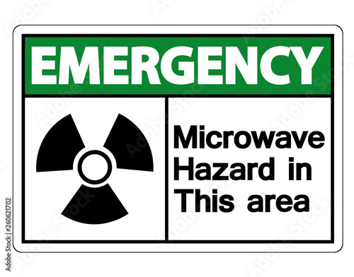 Emergency Microwave Hazard Sign on white background,Vector illustration