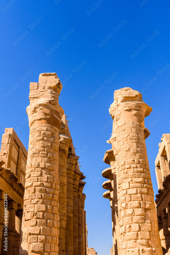 Columns in the great hypostyle hall of the Karnak temple Columns in the great hypostyle hall of the Karnak temple