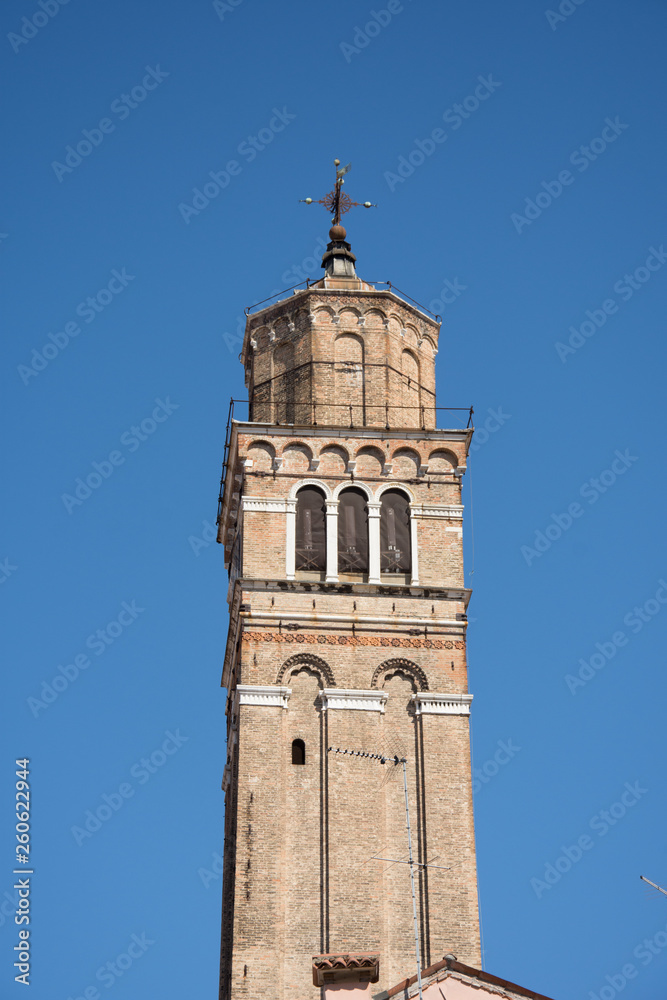 Campanile of Santo Stefano church in Venice. Veneto. Italy,2019