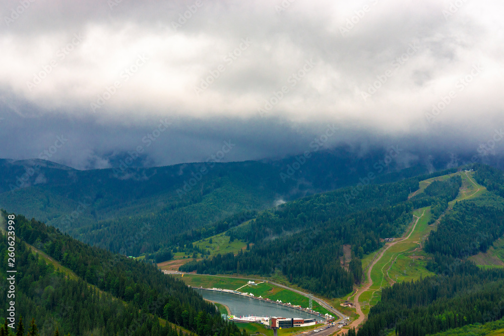 Beautiful Carpathian mountain forest lake after the rain Beautiful Carpathian mountain forest lake after the rain