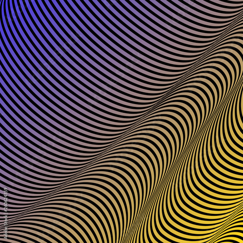 Wallpaper Mural Abstract acid color wavy background, optical art, opart striped. Neon gradient Torontodigital.ca