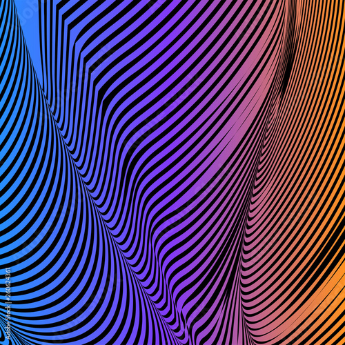 Wallpaper Mural Abstract acid color wavy background, optical art, opart striped. Neon gradient Torontodigital.ca
