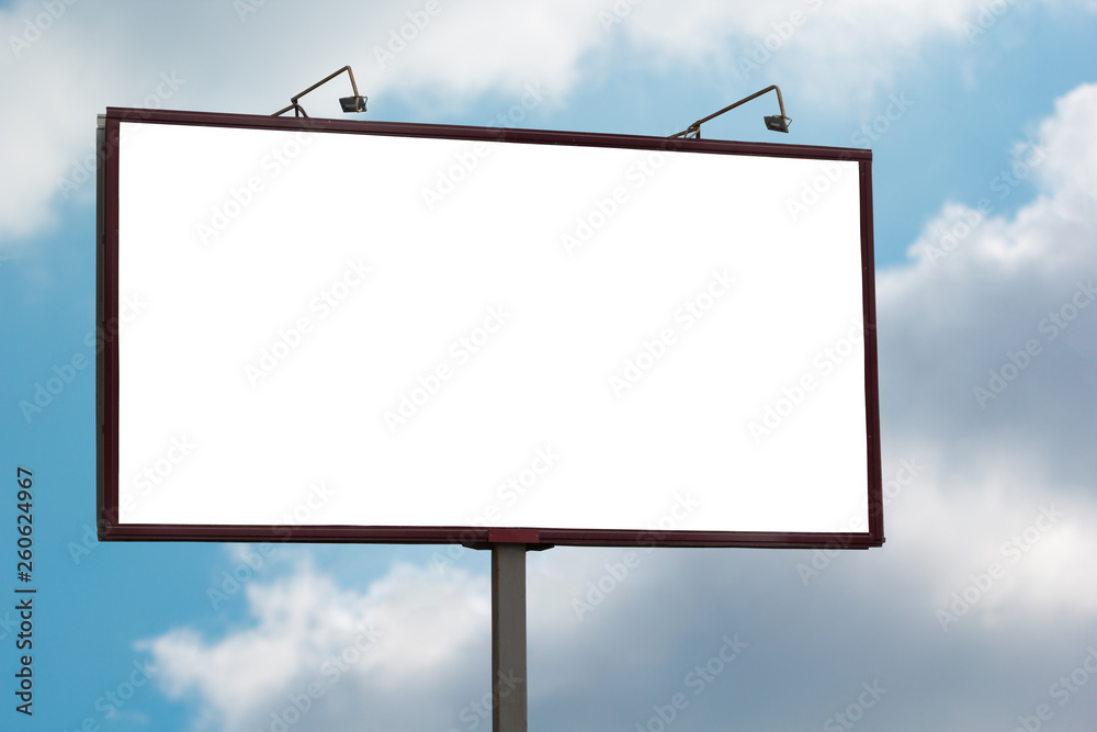 Large blank billboard mock up on blue sky background Large blank billboard mock up on blue sky background