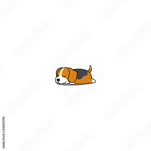 Cute beagle puppy sleeping cartoon icon, vector illustration