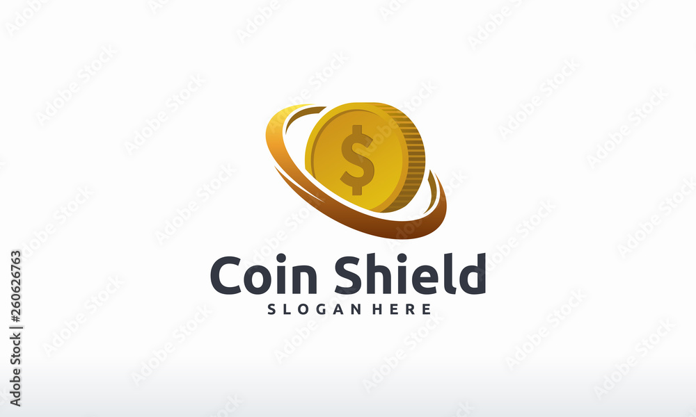 Coin Shield logo designs concept vector,  Coin Dollar logo template
