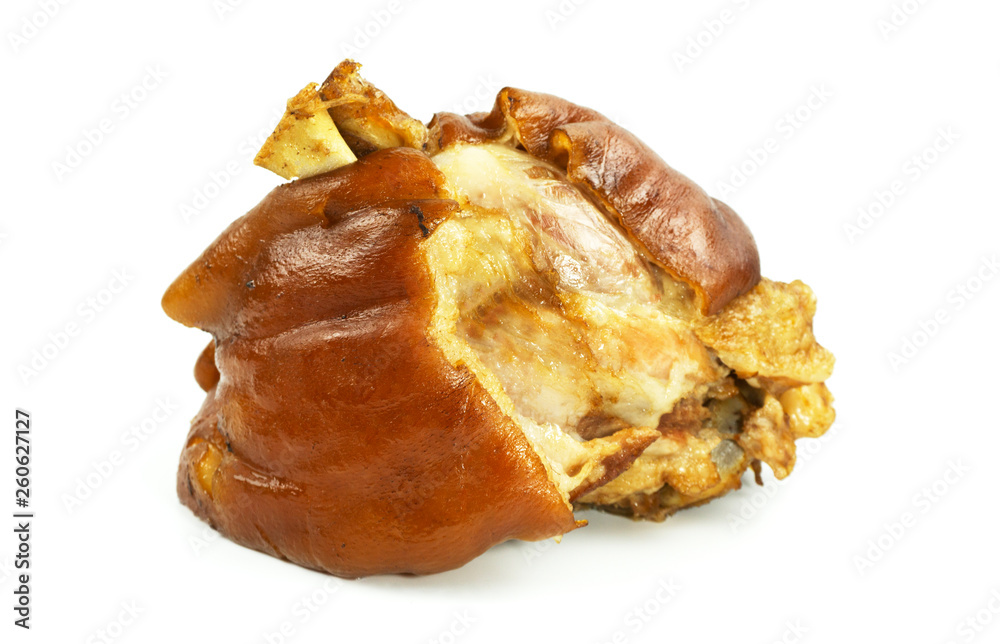 Stewed pork leg isolated on white background, Thai Style Food, Blank for design, food concept Top view. Stewed pork leg isolated on white background, Thai Style Food, Blank for design, food concept Top view.