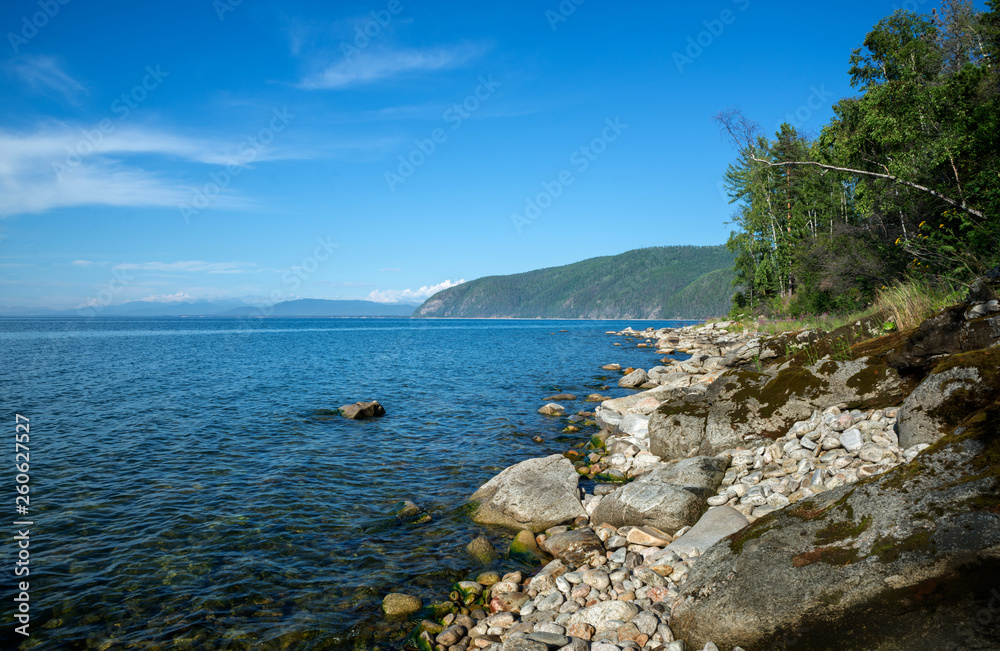 A shore on the eastern side of Lake Baikal