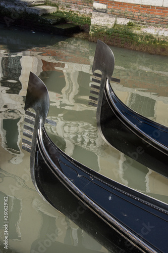 Iron prow head of a Venetian gondola, known as the fero da prora symbolising photo