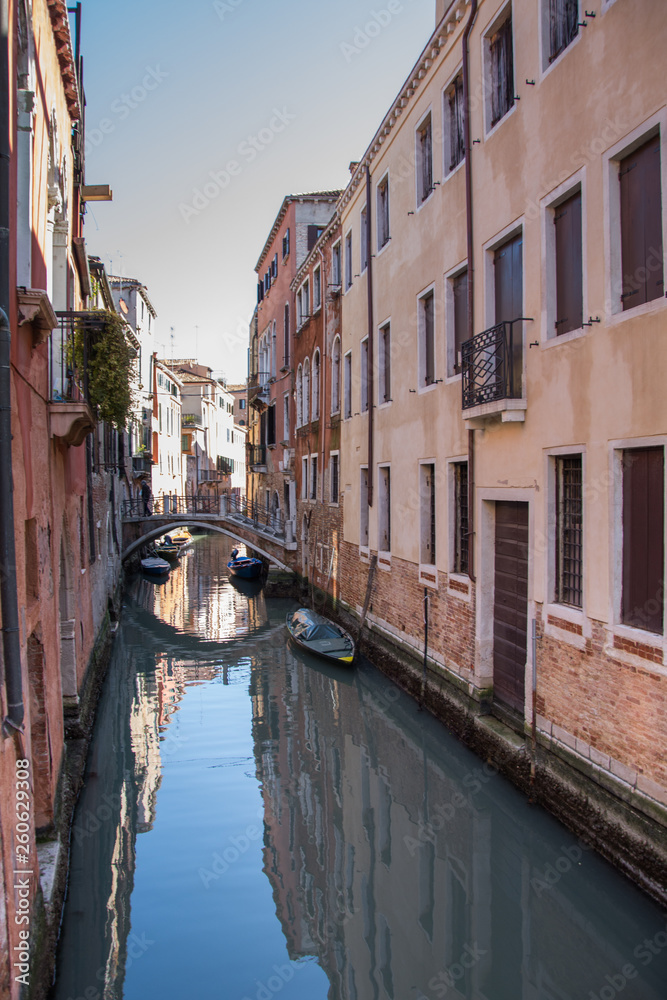 Venice Bridges and channels in Venice, Italy, march, 2019
