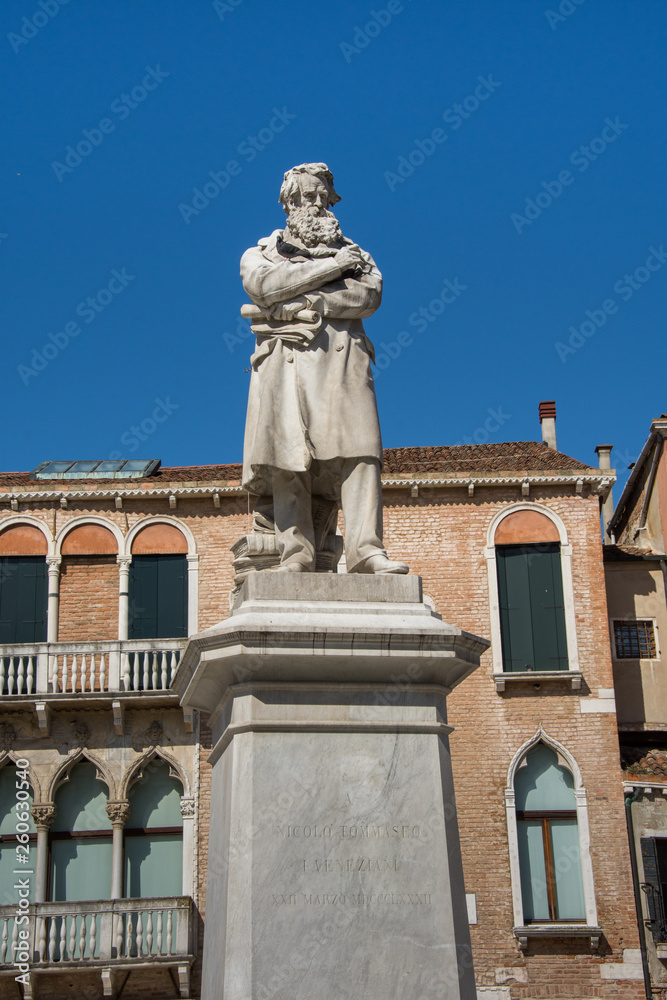 Statue of Niccolo Tommaseo at Campo Santo Stefano, Venice, Italy,march, 2019