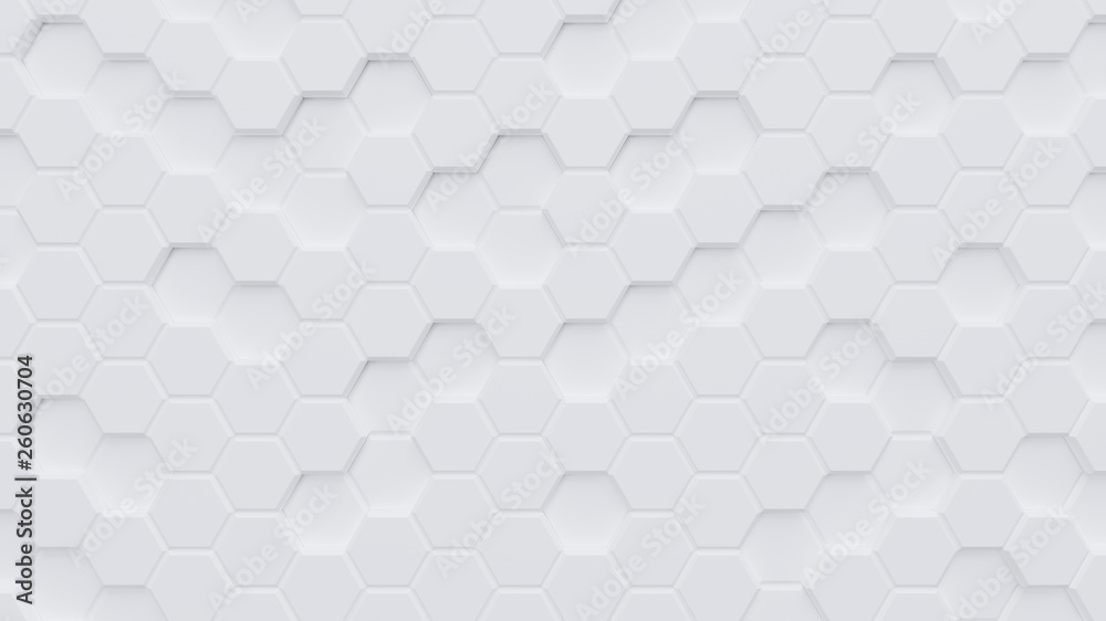 Fototapeta premium Białe tło wzór sześciokąt. Renderowania 3D