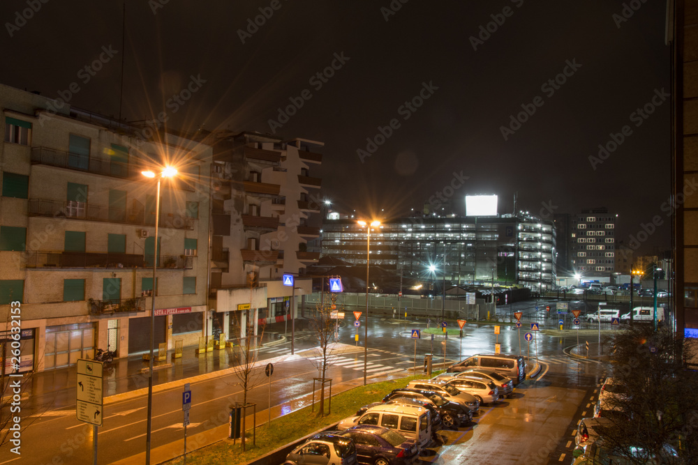 Obraz premium Mestre Street at night ,Near Venice in Italy,march , 2019