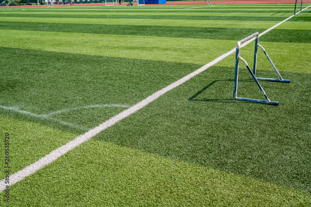 Fototapeta premium beautiful pattern of fresh green grass for football sport, football field, soccer field, team sport texture
