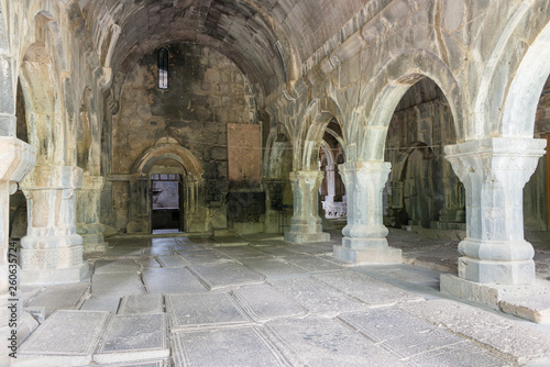 Alaverdi, Armenia - Jun 12 2018: Sanahin Monastery in Sanahin village, Alaverdi, Lori, Armenia. It is part of the World Heritage Site - Monasteries of Haghpat and Sanahin.
