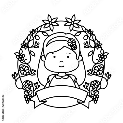 little girl with wreath flowers first communion