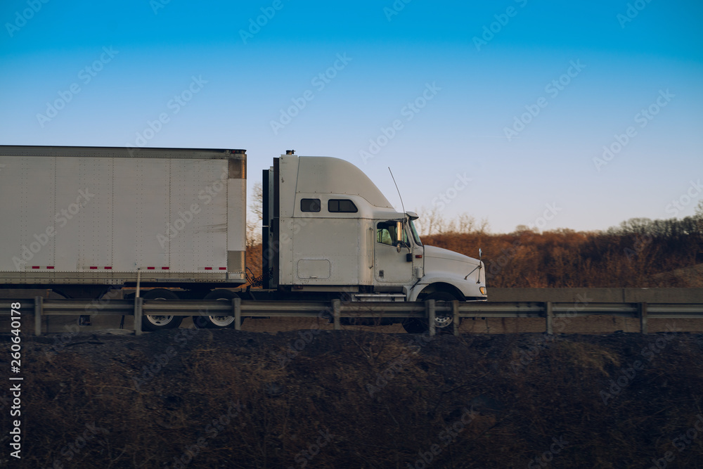 Semi truck 18 wheeler on highway