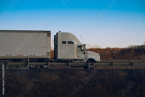 Semi truck 18 wheeler on highway photo