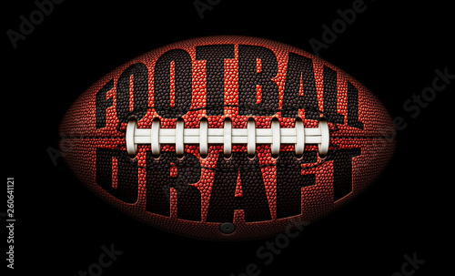 American Football embossed wth Football Draft on a black background