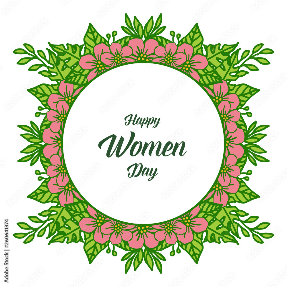 Vector illustration writing happy women day for crowd frame flower pink elegant Vector illustration writing happy women day for crowd frame flower pink elegant