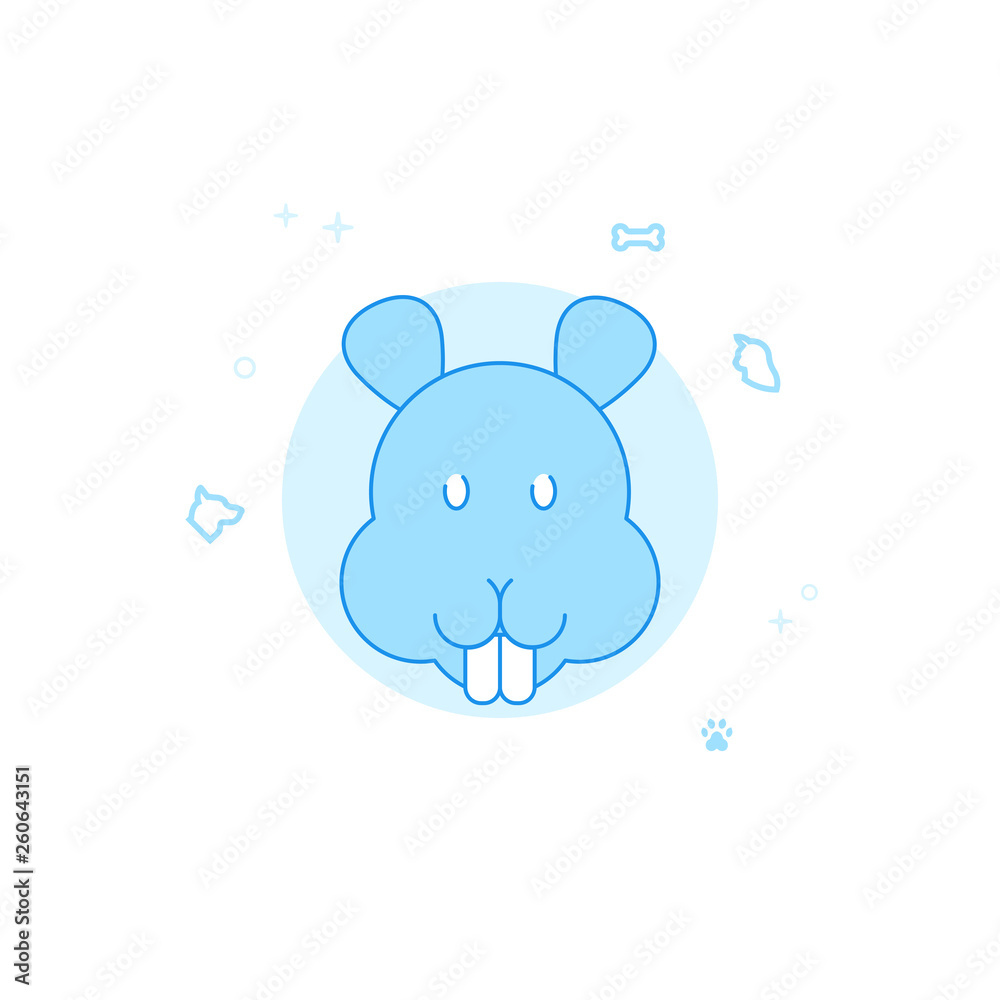 Hamster Face Flat Vector Illustration, Icon. Light Blue Monochrome Design. Editable Stroke Hamster Face Flat Vector Illustration, Icon. Light Blue Monochrome Design. Editable Stroke