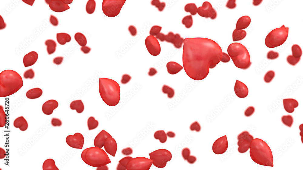 3D illustration of hearts falling 3D illustration of hearts falling